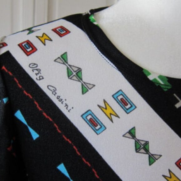 Vintage Oleg Cassini Native American Inspired Print Jersey Outfit - size 42 (10) - Picture 4 of 10